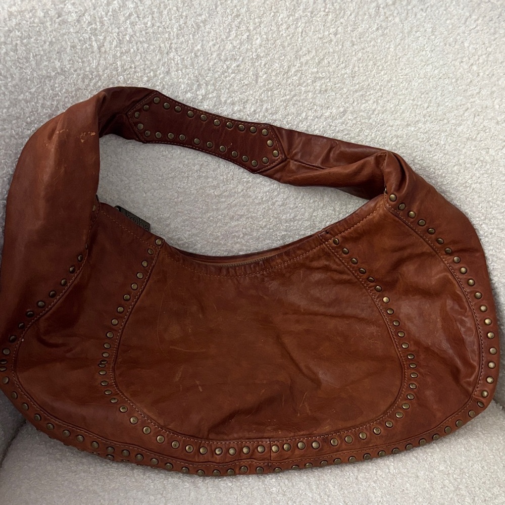 Kooba Chestnut Brown Studded Leather Shoulder Bag